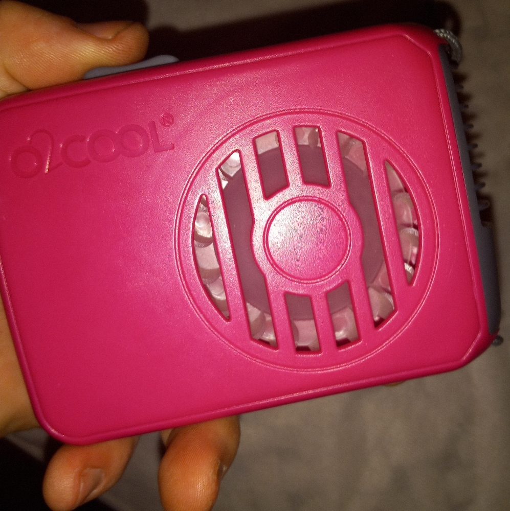 5 for $20 Pink Rechargeable O2COOl Neck Fan